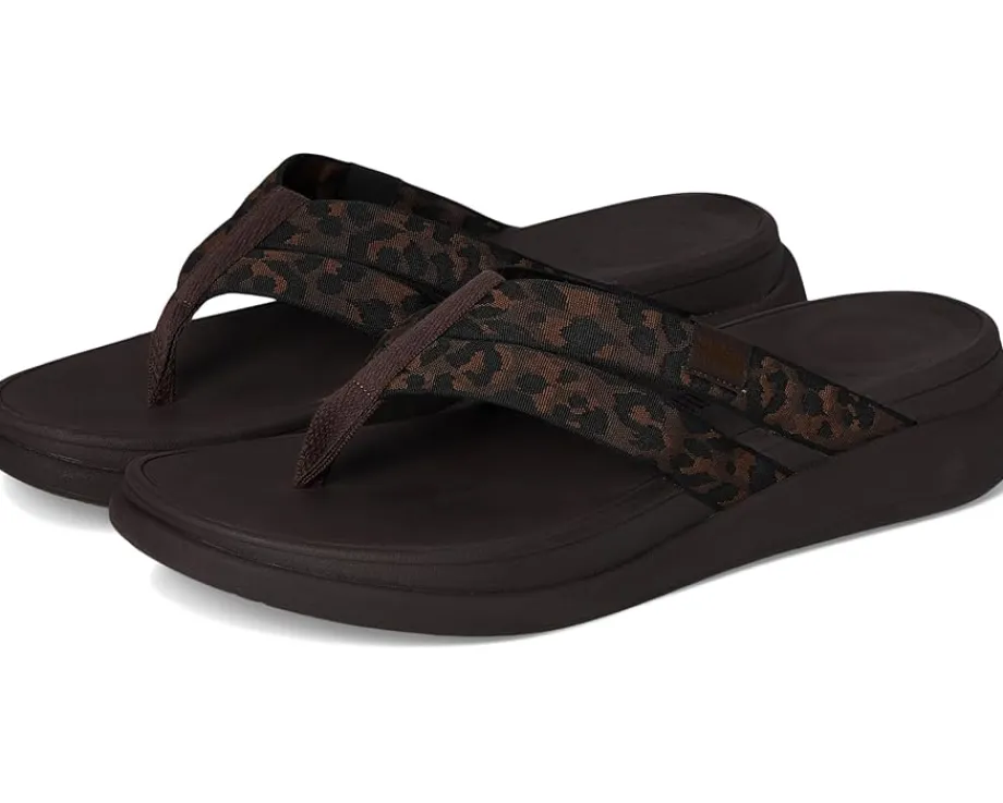 Women FitFlop F-mode Go Leopard Webbing Strappy Flip-flops