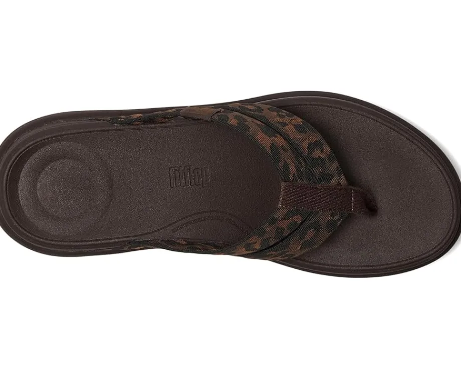 Women FitFlop F-mode Go Leopard Webbing Strappy Flip-flops