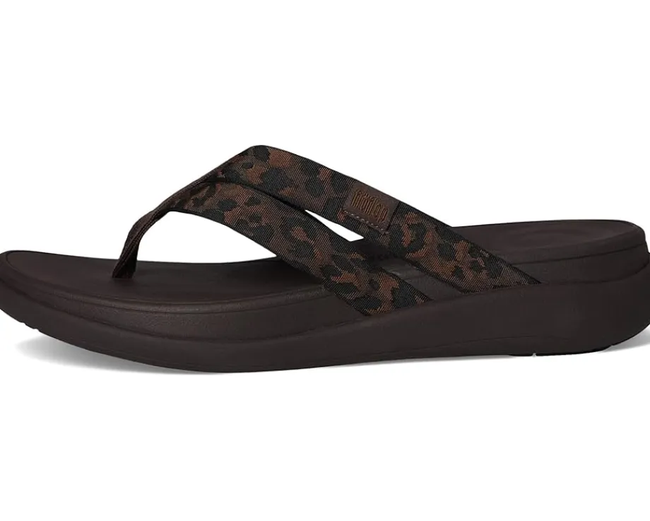 Women FitFlop F-mode Go Leopard Webbing Strappy Flip-flops