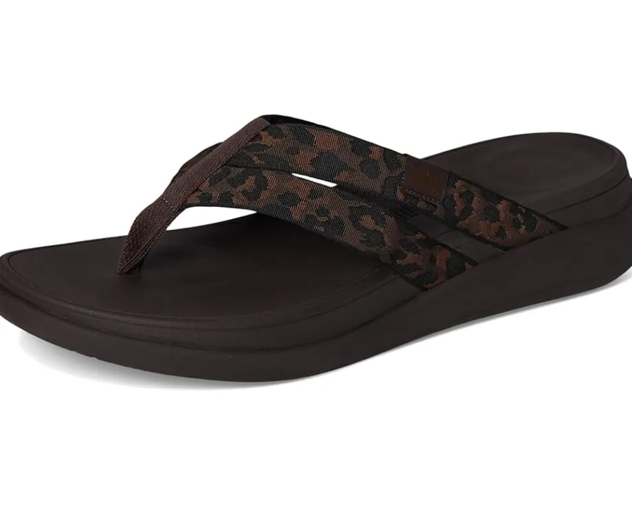 Women FitFlop F-mode Go Leopard Webbing Strappy Flip-flops