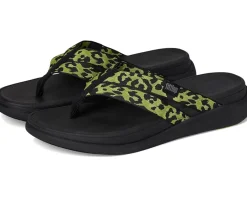 FitFlop F-mode Go Leopard Webbing Strappy Flip-flops Lemongrass Mix Outlet