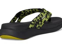 FitFlop F-mode Go Leopard Webbing Strappy Flip-flops Lemongrass Mix Outlet