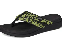 FitFlop F-mode Go Leopard Webbing Strappy Flip-flops Lemongrass Mix Outlet
