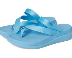 FitFlop F-Mode Go Webbing Flatform Sling Toe-Post Sandals Bondi Blue Online