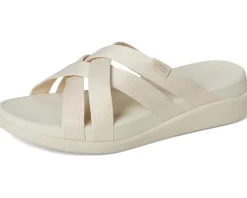 FitFlop F-Mode Go Webbing Flatform Strappy Slides Paris Beige Outlet