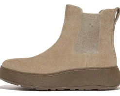 Women FitFlop F-Mode Suede Flatform Chelsea Boots 2-Tone Elastic