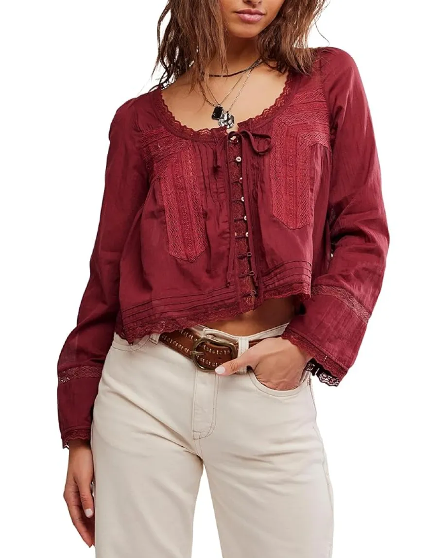 Free People Forevermore Long Sleeve Top Syrah Discount