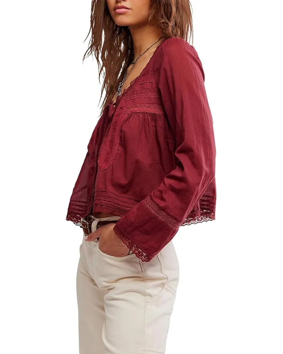 Free People Forevermore Long Sleeve Top Syrah Discount