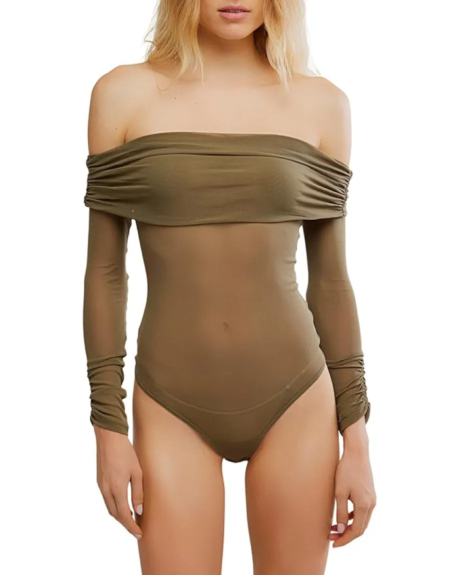 Free People Forget Me Not Bodysuit Olive Clearance