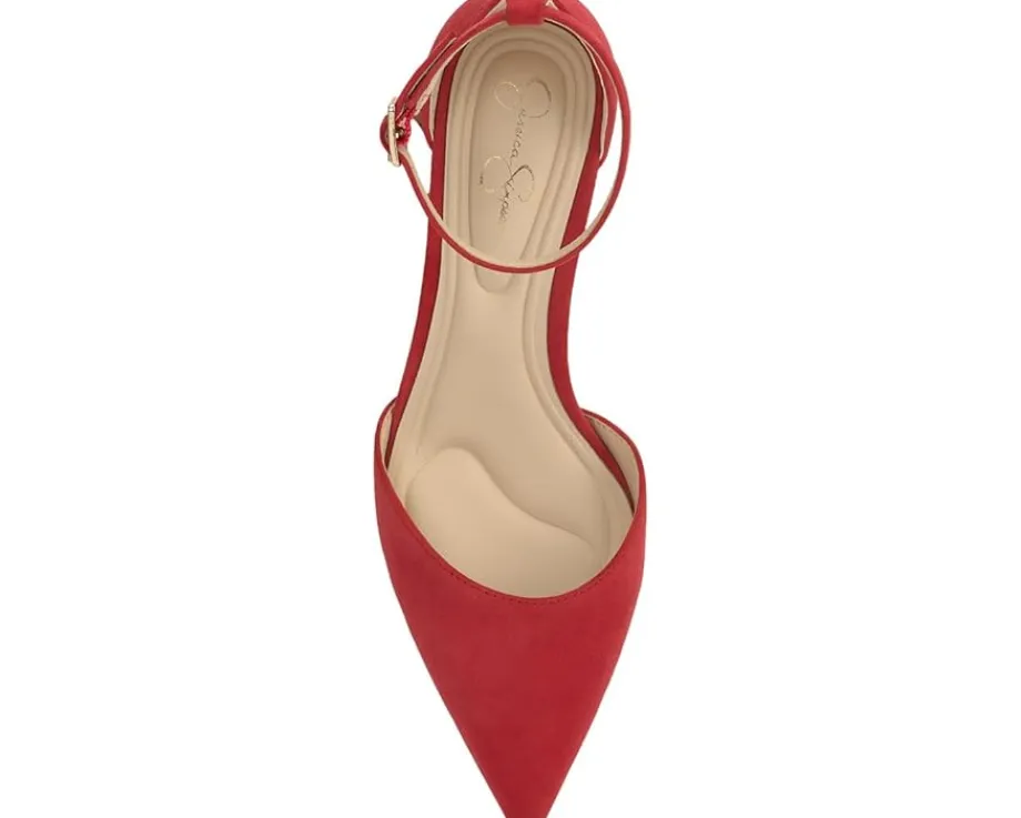 Jessica Simpson Foxena Pointed Toe Ankle Strap Pump Red Muse Clearance