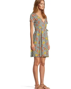 Toad&Co Freesia Wrap Short Sleeve Dress North Shore Lily Print Outlet