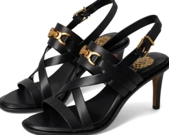 Vince Camuto Frena Banded Buckle High Heel Sandals Black New