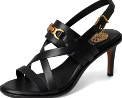 Vince Camuto Frena Banded Buckle High Heel Sandals Black New