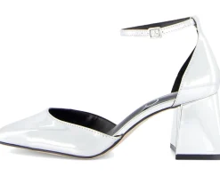 Jessica Simpson Fulian Ankle Strap Block Heel Pump Silver Hot