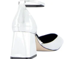 Jessica Simpson Fulian Ankle Strap Block Heel Pump Silver Hot