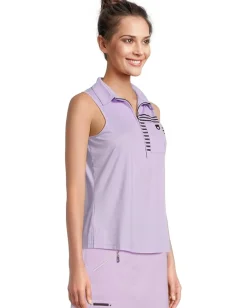 Women Jamie Sadock Full Button Front Sleeveless Polo