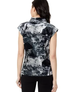 Women Elliott Lauren Galaxy Printed Velvet Sleeveless Turtleneck