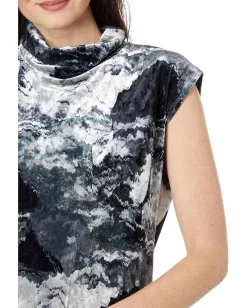 Women Elliott Lauren Galaxy Printed Velvet Sleeveless Turtleneck
