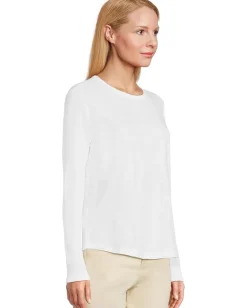 Elliott Lauren Garment Dye Tees - Long Sleeve Round Neck Tee with Rib Sleeve and Back Gusset White Sale