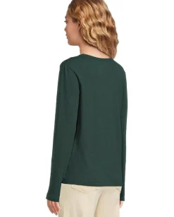 Women Elliott Lauren Garment Dye Tees - Long Sleeve V-Neck Knit Top