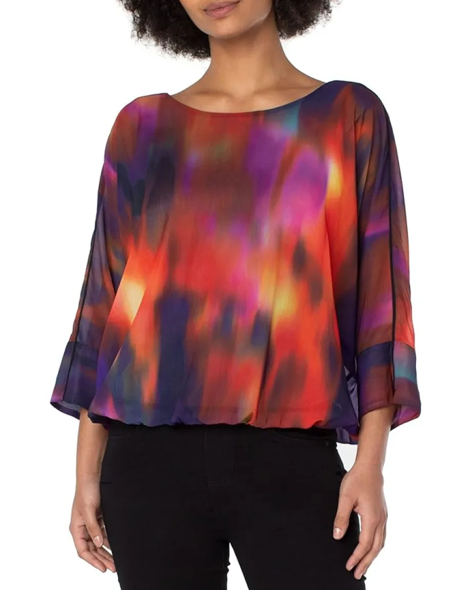 Liverpool Los Angeles Gathered Hem Dolman Tie-Back Top Northern Lights Best