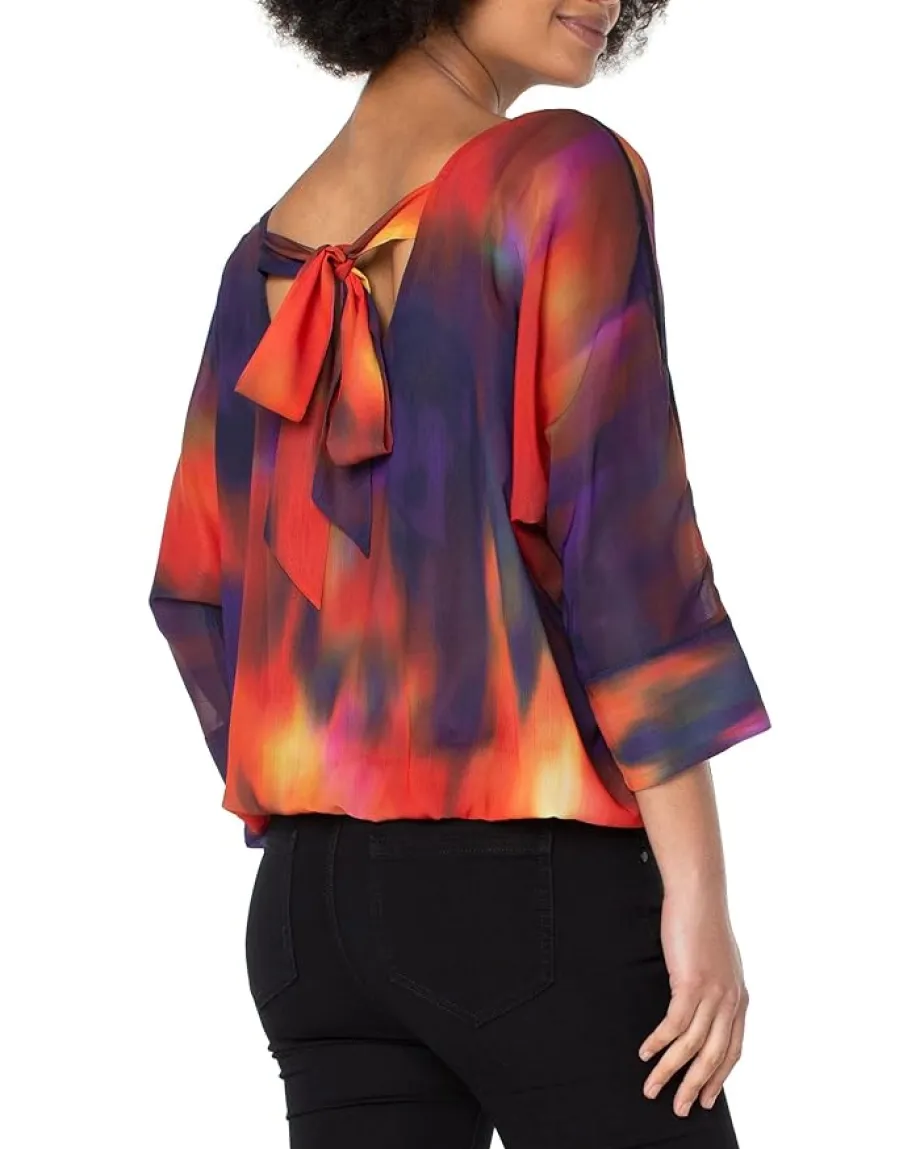 Liverpool Los Angeles Gathered Hem Dolman Tie-Back Top Northern Lights Best