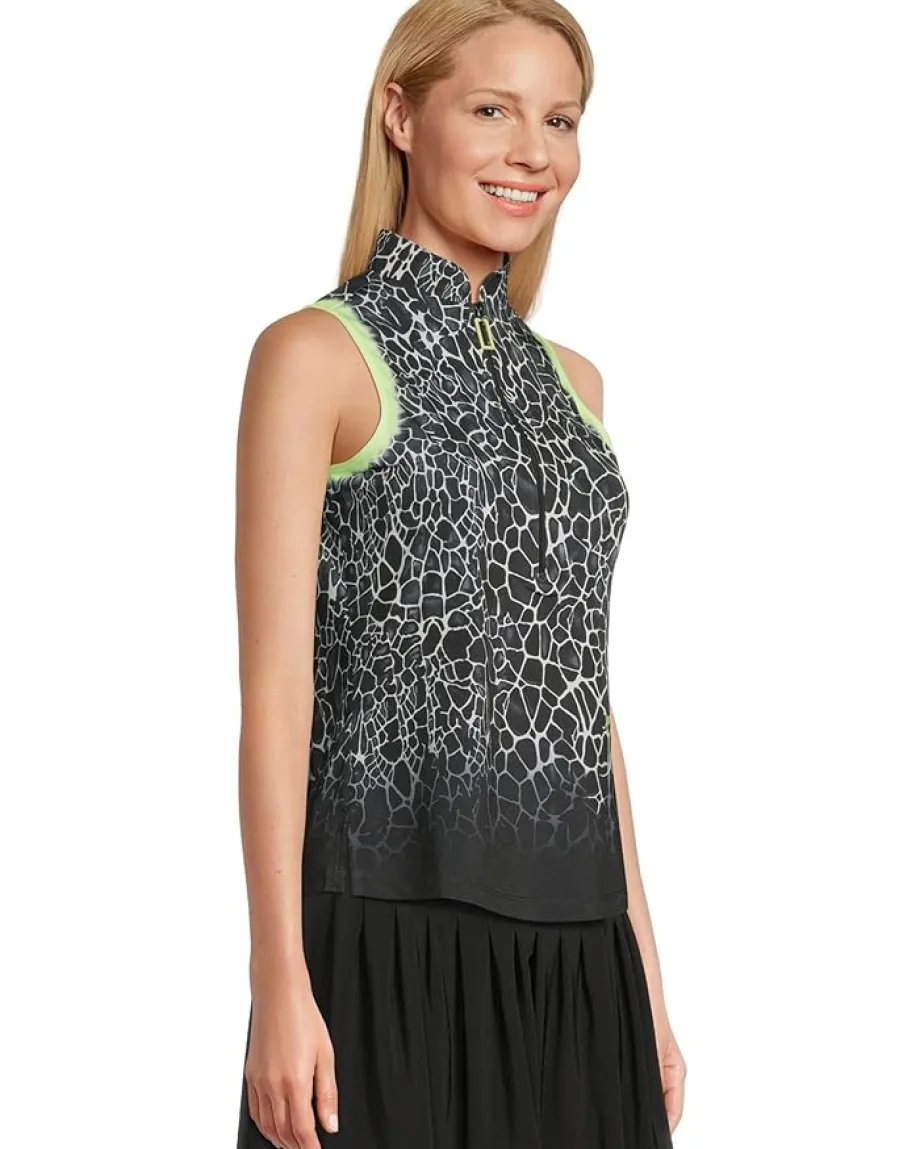 Jamie Sadock Gator Print Sleeveless Polo Black Clearance