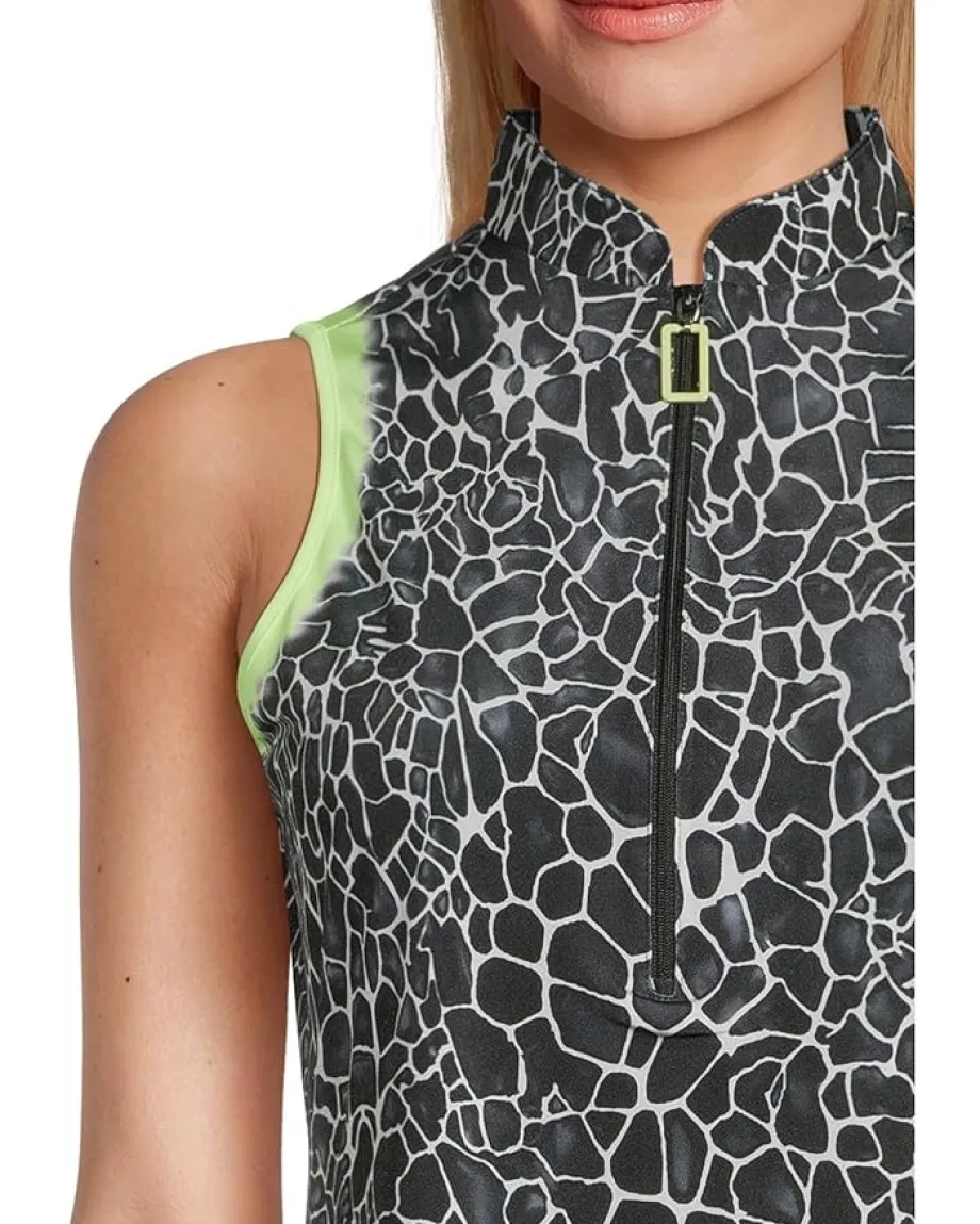 Jamie Sadock Gator Print Sleeveless Polo Black Clearance