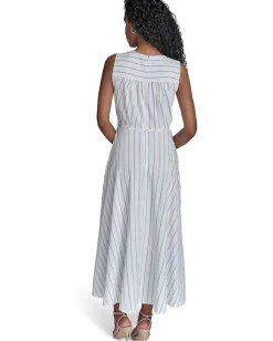 Calvin Klein Gauze Striped Faux Wrap Blue Multi Outlet