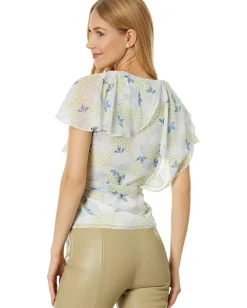 Women Ted Baker Gemmiaa Wrap Top with Ruffle Sleeves