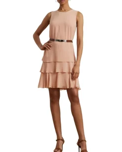 Lauren Ralph Lauren Georgette Shift Dress Sunrise Blush Hot