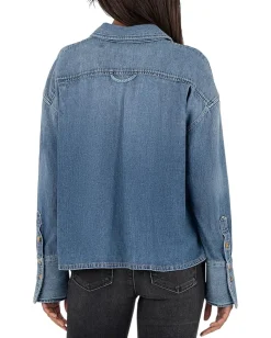 Women KUT from the Kloth Gertie-button Front Shirt Long Sleeve/Widecuff W/ Pocket