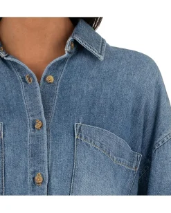 Women KUT from the Kloth Gertie-button Front Shirt Long Sleeve/Widecuff W/ Pocket