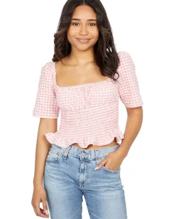 Women BCBGeneration Gingham Smocked Top 1TX1T31