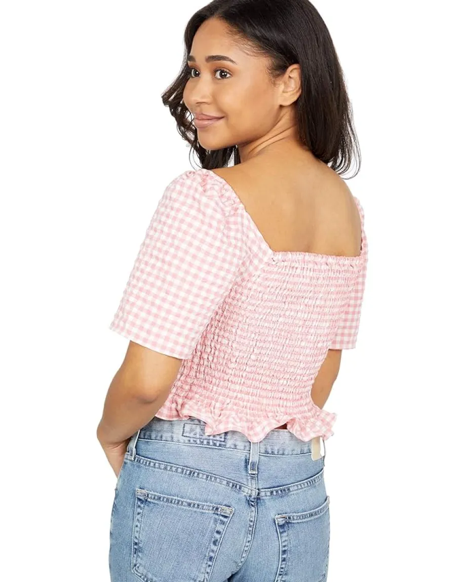 Women BCBGeneration Gingham Smocked Top 1TX1T31