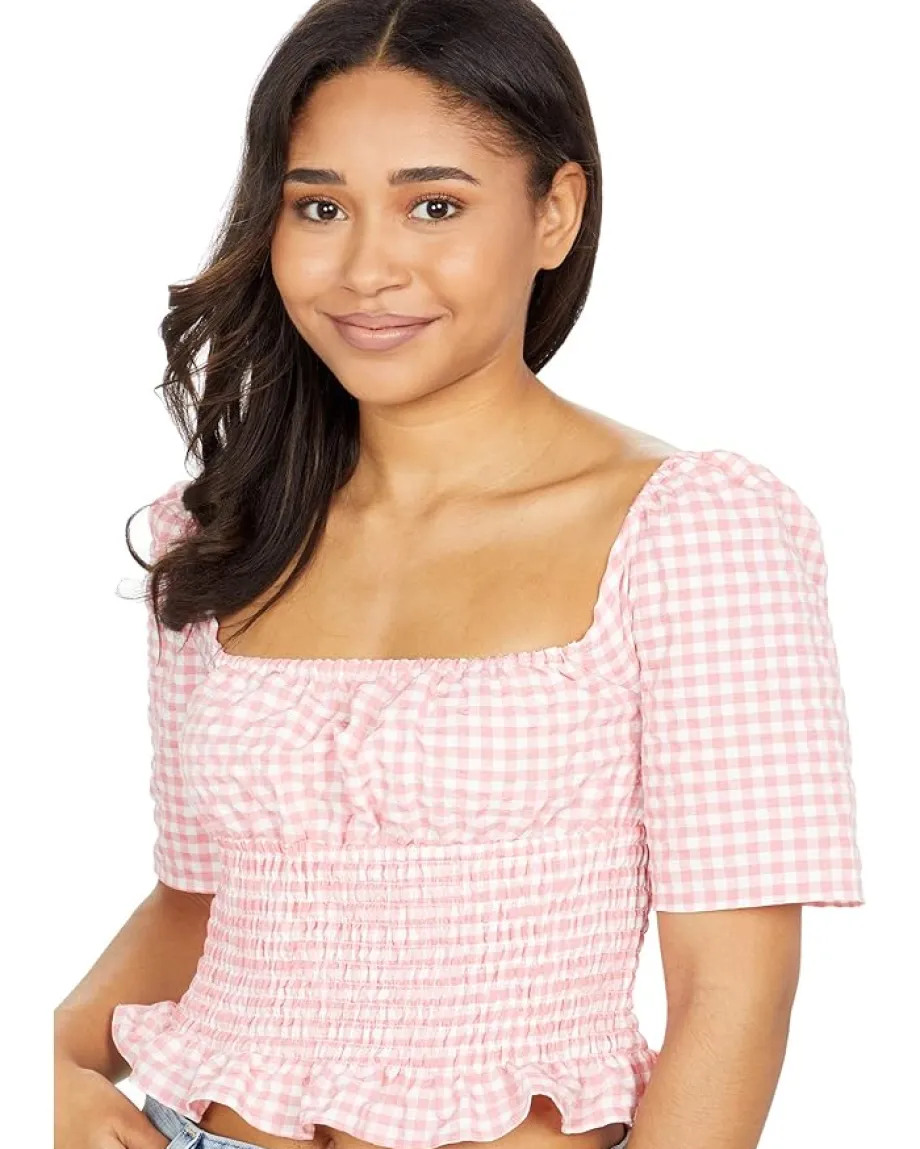 Women BCBGeneration Gingham Smocked Top 1TX1T31