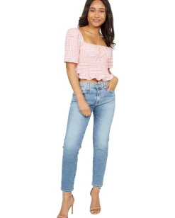 Women BCBGeneration Gingham Smocked Top 1TX1T31