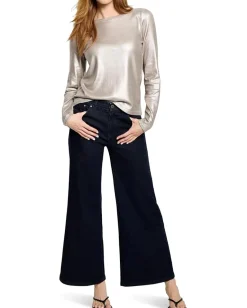 NIC+ZOE Glazed Rib Boat Neck Tee Taupe Hot