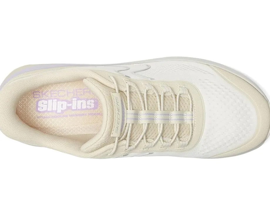 SKECHERS Glide Step Sole Hands Free Slip-Ins Natural/Purple Clearance