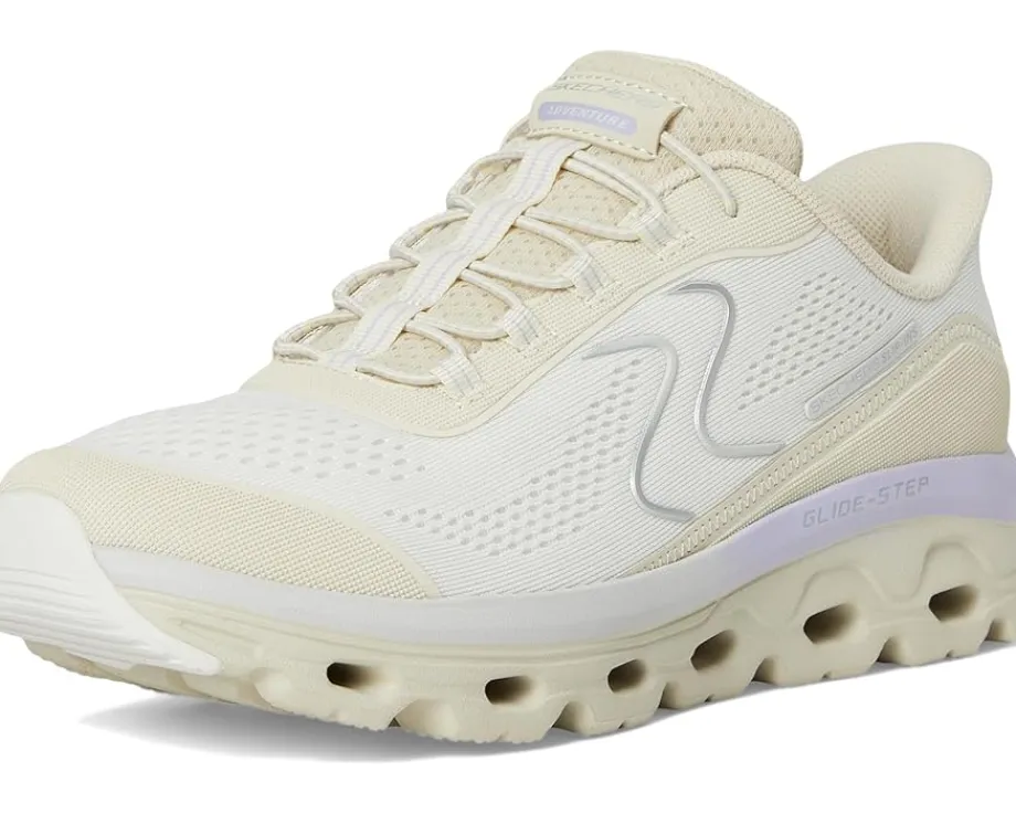 SKECHERS Glide Step Sole Hands Free Slip-Ins Natural/Purple Clearance