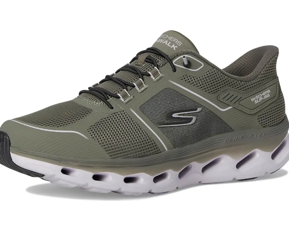 SKECHERS Performance Go Walk Glide Step 2.0 Elektra Hands Free Slip-Ins Olive Clearance