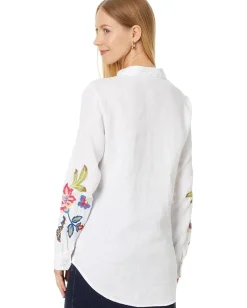 Johnny Was Gracey Linen Oversized Shirt White Best