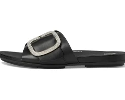 Women FitFlop Gracie Crystal Maxi-Buckle Leather Slides