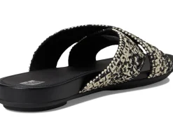 FitFlop Gracie Woven Cross Slides Black/Ivory Mix Hot