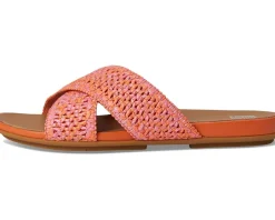 FitFlop Gracie Woven Cross Slides Satsuma/Pinkperfect Mix Outlet