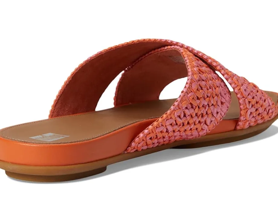 FitFlop Gracie Woven Cross Slides Satsuma/Pinkperfect Mix Outlet