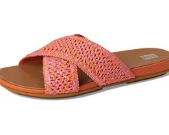 FitFlop Gracie Woven Cross Slides Satsuma/Pinkperfect Mix Outlet