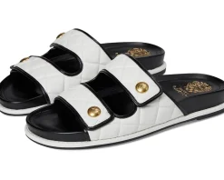 Vince Camuto Graysin Quilted Double Band Slide Sandals Bianco/Black Best