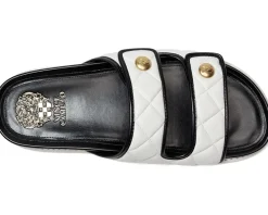 Vince Camuto Graysin Quilted Double Band Slide Sandals Bianco/Black Best