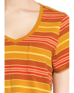 Toad&Co Grom V Neck Short Sleeve Shirt Sunset Stripe Outlet